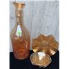 Image 1 : Marigold Carnival Glass Trio with Bottle and Two Dishes