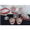 Image 1 : Cranberry Depression Glass and Carnival Glass Serveware Assortment