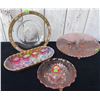 Image 2 : Cranberry Depression Glass, Carnival Glass and Clear Plate with Floral Band Assorted Lot