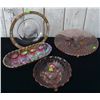 Image 3 : Cranberry Depression Glass, Carnival Glass and Clear Plate with Floral Band Assorted Lot