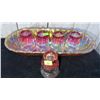 Image 6 : Cranberry Depression Glass, Carnival Glass and Clear Plate with Floral Band Assorted Lot