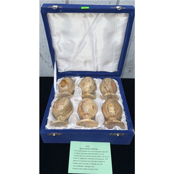 6 Onyx Goblets from Baluchistan, Pakistan with Display Box