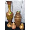 Image 1 : Brass Accessories Lot with Lidded Jar, Vase and Wax Pear Candles