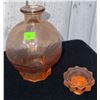 Image 3 : Cranberry Depression Glass Decanter With Six Shot Glasses and Matching Octagonal Tray