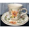 Image 3 : Mikasa Heritage F 2005 Old Tapestry Japan Cups and Saucers with Green Glass Tray