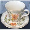 Image 4 : Mikasa Heritage F 2005 Old Tapestry Japan Cups and Saucers with Green Glass Tray