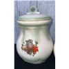 Image 3 : Three Vintage Green Ceramic Canisters with Fruit Motif and Lids