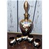Image 2 : Hand-Painted Glass Decanter with Gold Trim and Five Matching Glasses