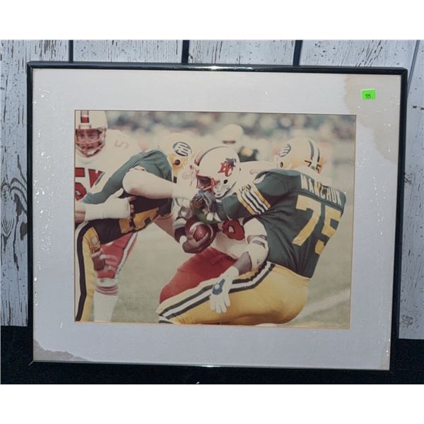 Framed Colour Photograph of CFL Football Game Action Scene