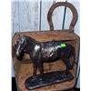 Image 6 : Lot With Metal Birdcage, Metal Horse, Hand-Painted Plates and Wooden Box