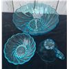 Image 4 : Blue Pressed Glass Serving Bowls and Dishes