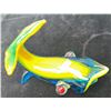 Image 3 : Frosted Blue and Green Glass Holders with Murano Style Dolphin Figurine