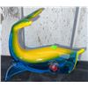 Image 4 : Frosted Blue and Green Glass Holders with Murano Style Dolphin Figurine