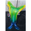 Image 5 : Frosted Blue and Green Glass Holders with Murano Style Dolphin Figurine