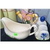 Image 4 : Ceramic Pitchers, Floral Glass Dispenser, Vases, and Tableware Grouping