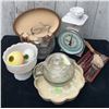 Image 1 : Kitchenware Lot with Pitcher, Glass Teapot, Vintage Scale, and Utensils