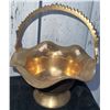 Image 5 : Brass and Copper Decorative Lot: Candleholders, Basket, Apple, Pedestal and Bowl