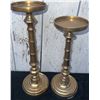 Image 7 : Brass and Copper Decorative Lot: Candleholders, Basket, Apple, Pedestal and Bowl