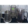Image 3 : Silver-Plated Tableware and Glass Beer Stein in Wicker Basket