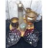 Image 2 : Silverplate and Glass Drinkware Set with Pitchers Trays and Leaf Dishes