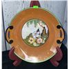 Image 3 : Carnival Glass Creamer and Sugar Bowls, Hand-Painted Plates, and Parrot Figurine
