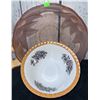 Image 5 : Carnival Glass Creamer and Sugar Bowls, Hand-Painted Plates, and Parrot Figurine