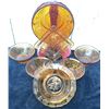 Image 1 : Amber Glass Dish Set with Floral and Nursery Rhyme Designs, 7 Pieces