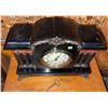 Image 2 : Black Mantel Clock with Ornate Detailing, Marble Accents, and Wind-Up Key