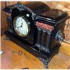 Image 3 : Black Mantel Clock with Ornate Detailing, Marble Accents, and Wind-Up Key