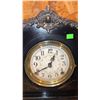 Image 4 : Black Mantel Clock with Ornate Detailing, Marble Accents, and Wind-Up Key