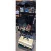 Image 1 : Camping Lot With Coleman Lantern, Axe, Fuel Can, Plano Box, Chairs, Swing Top