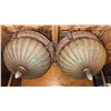 Image 2 : 3 Glass and Metal Flush Mount Light Fixtures with Decorative Scroll Detail