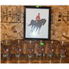 Image 1 : Six Horse and Rider Printed Drinking Glasses with Framed NWMP Print