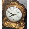 Image 3 : Lot: Carnival Glass Plates, Porcelain Vase, Metal Clock, and Brass Stand