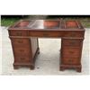 Image 3 : ANTIQUE LEATHER TOP PEDESTAL DESK