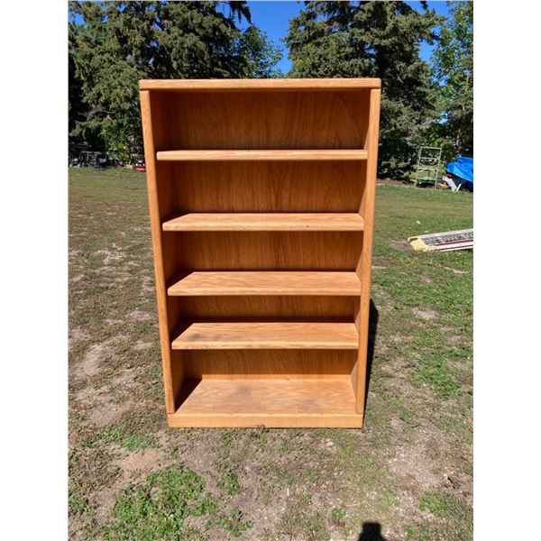 SOLID WOOD 5-SHELF GOLDEN OAK BOOKCASE