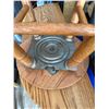 Image 11 : HALF-MOON CONSOLE TABLE, SWIVEL BAR STOOL, AND WOODEN STEPSTOOL