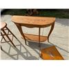 Image 2 : HALF-MOON CONSOLE TABLE, SWIVEL BAR STOOL, AND WOODEN STEPSTOOL