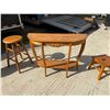 Image 6 : HALF-MOON CONSOLE TABLE, SWIVEL BAR STOOL, AND WOODEN STEPSTOOL