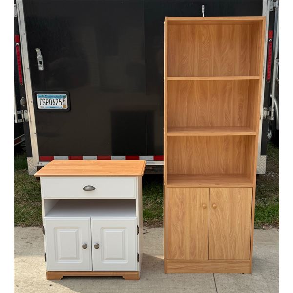 TALL BOOKCASE/HUTCH AND SMALL ACCENT/STORAGE CABINET