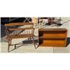 Image 1 : HEIRLOOM BENCH BY ETHAN ALLEN AND VINTAGE MID-CENTURY STREAMLINE MODERNE LOW 2-TIER WOOD BOOKSHELF