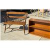 Image 2 : HEIRLOOM BENCH BY ETHAN ALLEN AND VINTAGE MID-CENTURY STREAMLINE MODERNE LOW 2-TIER WOOD BOOKSHELF