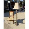 Image 2 : ANTIQUE VICTORIAN/EASTLAKE UPHOLSTERED CHAIR AND VINTAGE FLOOR LAMP