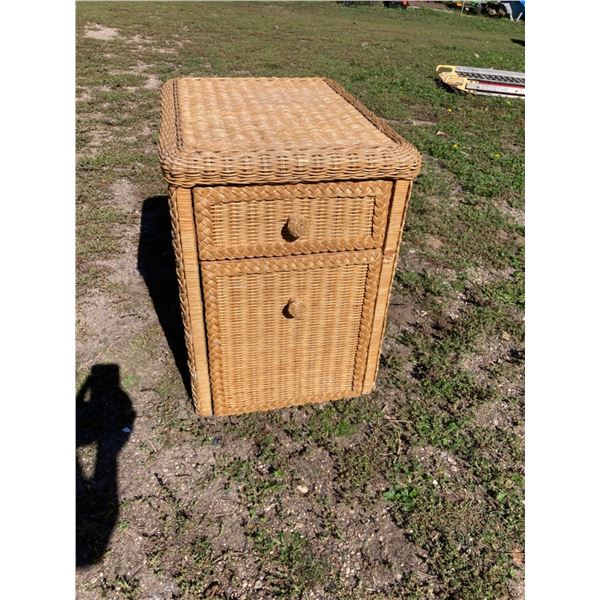 BOHO CHIC VINTAGE WOVEN WICKER AND RATTAN CABINET