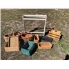 Image 1 : WOODEN QUILT/BLANKET RACK AND BASKETS/CRATES