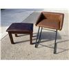 Image 1 : INDUSTRIAL-STYLE BAR OR COUNTER STOOL AND LEATHER-TOPPED FOOTSTOOL