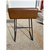 Image 3 : INDUSTRIAL-STYLE BAR OR COUNTER STOOL AND LEATHER-TOPPED FOOTSTOOL