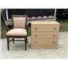 Image 1 : CHEST OF DRAWERS/DRESSER AND UPHOLSTERED WOODEN ARMCHAIR