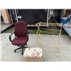 Image 1 : OFFICE CHAIR, SEWING BASKET, AND DRYING RACK