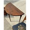 Image 10 : ANTIQUE CARVED MAHOGANY AND NEEDLEPOINT SIDE CHAIR, DEMI-LUNE TABLE, VINTAGE WOODEN SERVING TRAY, BA